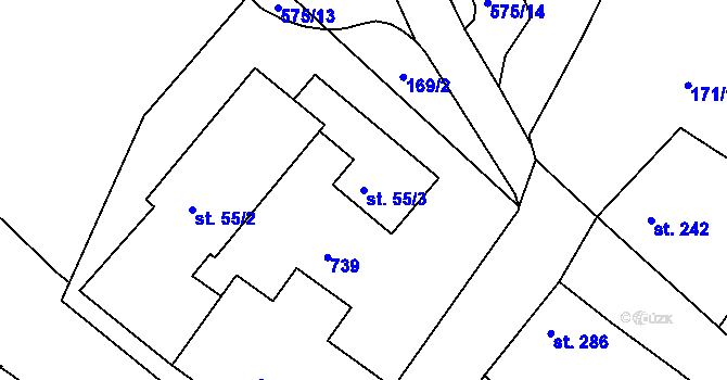 Parcela st. 55/3 v KÚ Železná Ruda, Katastrální mapa