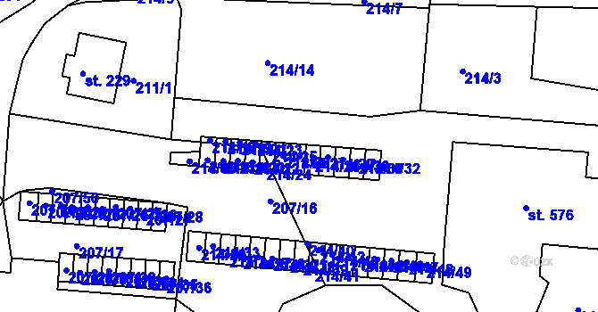 Parcela st. 214/27 v KÚ Železná Ruda, Katastrální mapa