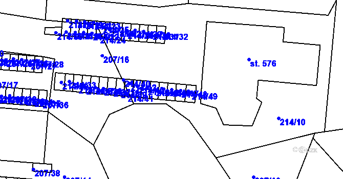 Parcela st. 214/47 v KÚ Železná Ruda, Katastrální mapa