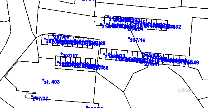 Parcela st. 214/50 v KÚ Železná Ruda, Katastrální mapa