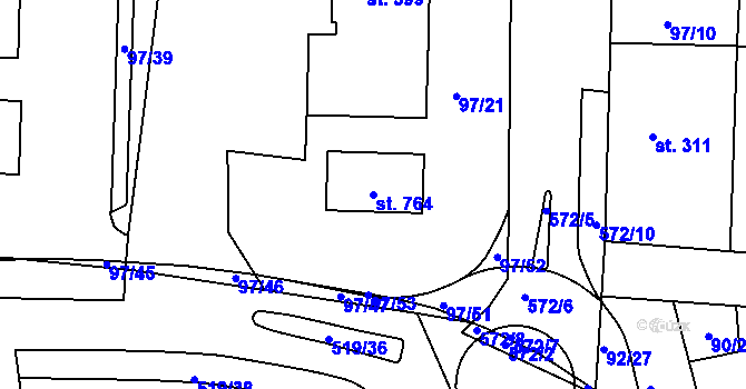 Parcela st. 764 v KÚ Železná Ruda, Katastrální mapa