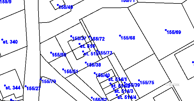 Parcela st. 155/73 v KÚ Železná Ruda, Katastrální mapa