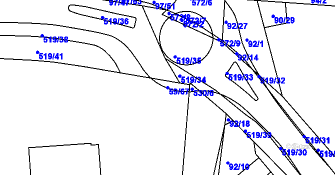 Parcela st. 59/67 v KÚ Železná Ruda, Katastrální mapa
