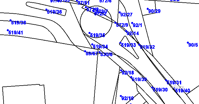 Parcela st. 530/6 v KÚ Železná Ruda, Katastrální mapa