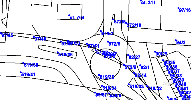 Parcela st. 572/8 v KÚ Železná Ruda, Katastrální mapa