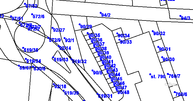 Parcela st. 90/39 v KÚ Železná Ruda, Katastrální mapa