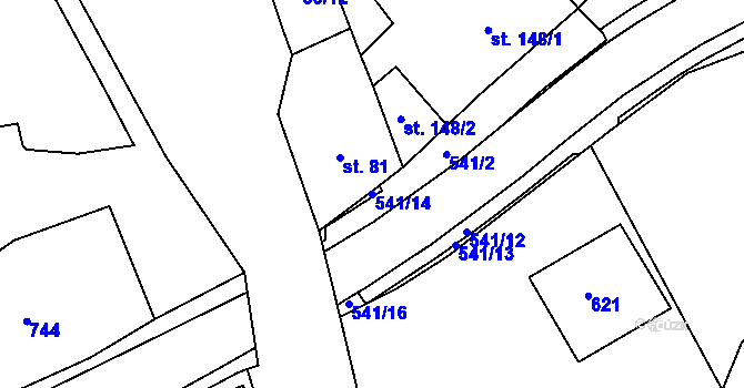 Parcela st. 541/14 v KÚ Železná Ruda, Katastrální mapa