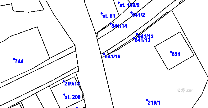 Parcela st. 541/16 v KÚ Železná Ruda, Katastrální mapa