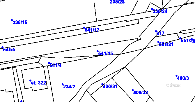 Parcela st. 541/15 v KÚ Železná Ruda, Katastrální mapa