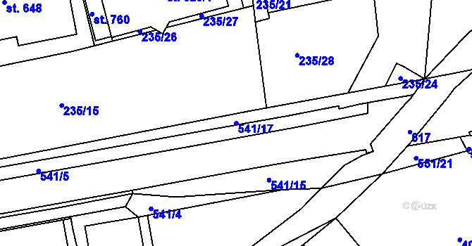 Parcela st. 541/17 v KÚ Železná Ruda, Katastrální mapa