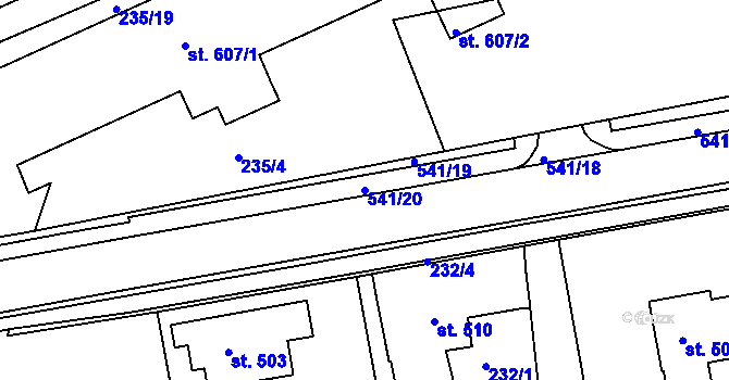 Parcela st. 541/20 v KÚ Železná Ruda, Katastrální mapa