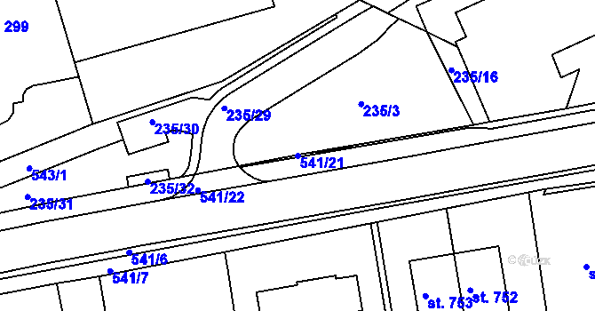 Parcela st. 541/21 v KÚ Železná Ruda, Katastrální mapa