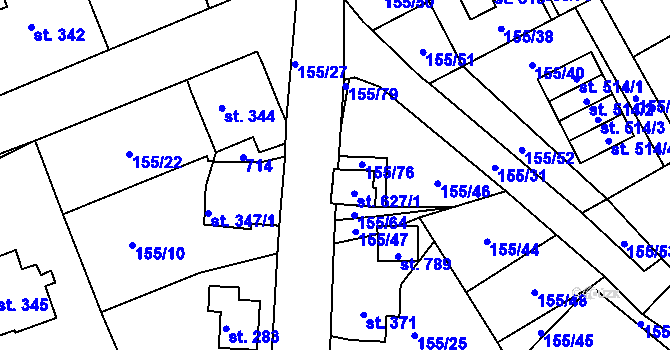 Parcela st. 627/3 v KÚ Železná Ruda, Katastrální mapa