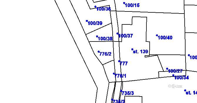 Parcela st. 776/2 v KÚ Železná Ruda, Katastrální mapa