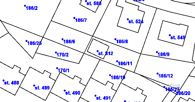 Parcela st. 812 v KÚ Železná Ruda, Katastrální mapa