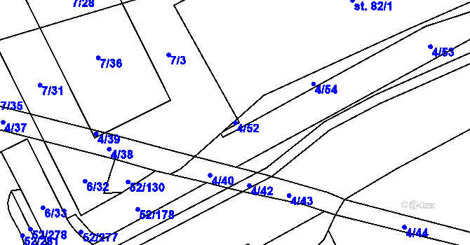 Parcela st. 4/52 v KÚ Alžbětín, Katastrální mapa