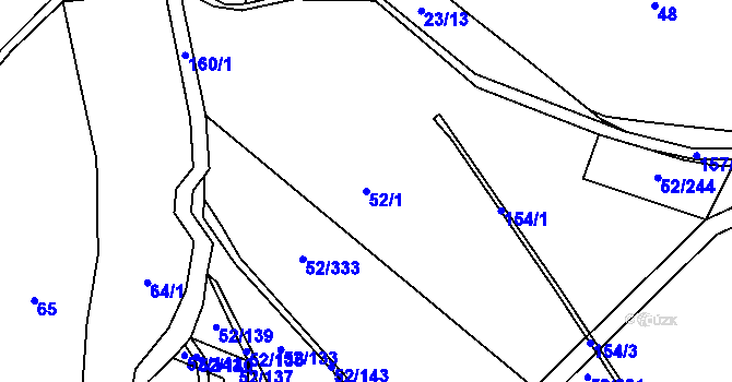 Parcela st. 52/1 v KÚ Alžbětín, Katastrální mapa