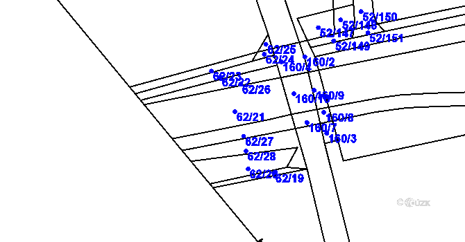 Parcela st. 62/21 v KÚ Alžbětín, Katastrální mapa
