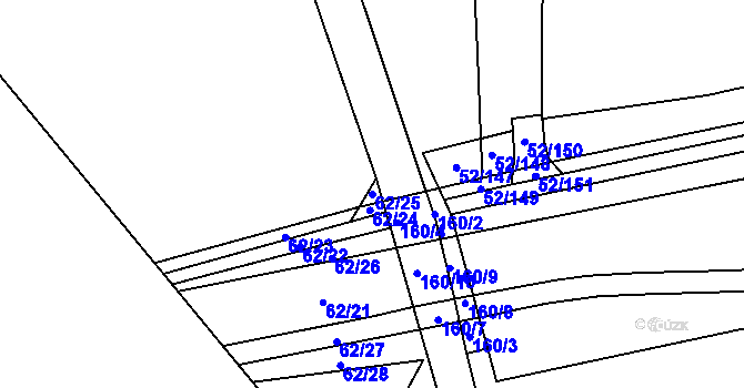 Parcela st. 62/25 v KÚ Alžbětín, Katastrální mapa
