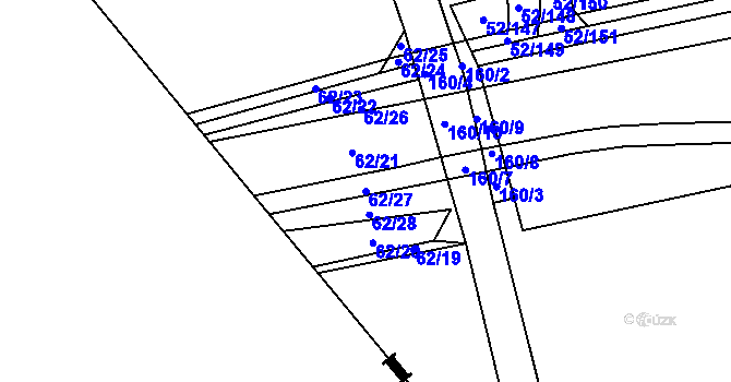 Parcela st. 62/27 v KÚ Alžbětín, Katastrální mapa