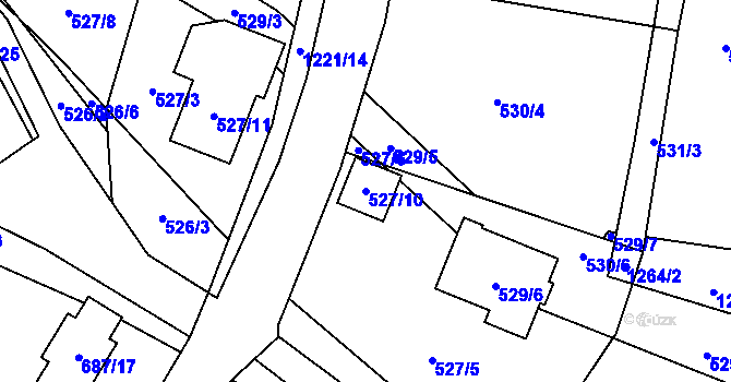 Parcela st. 527/10 v KÚ Železné, Katastrální mapa