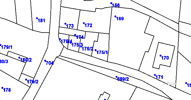 Parcela st. 175/1 v KÚ Železné, Katastrální mapa