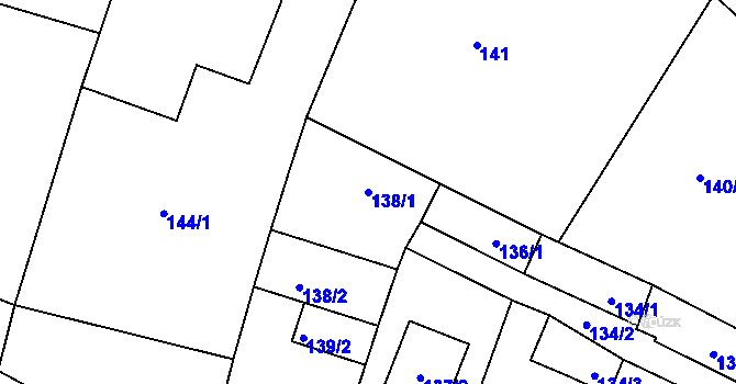 Parcela st. 138/1 v KÚ Železné, Katastrální mapa