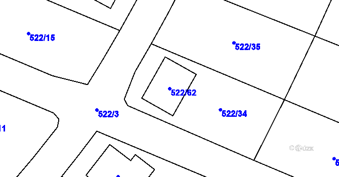 Parcela st. 522/62 v KÚ Železné, Katastrální mapa