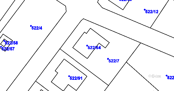 Parcela st. 522/64 v KÚ Železné, Katastrální mapa