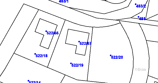 Parcela st. 522/67 v KÚ Železné, Katastrální mapa