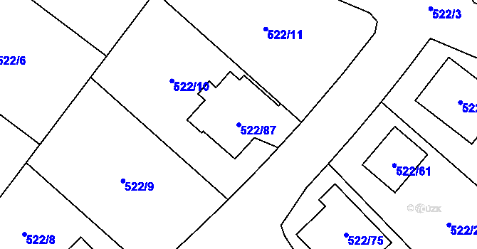 Parcela st. 522/87 v KÚ Železné, Katastrální mapa