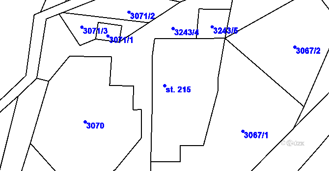Parcela st. 215 v KÚ Železné Horky, Katastrální mapa