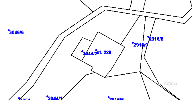 Parcela st. 229 v KÚ Železné Horky, Katastrální mapa