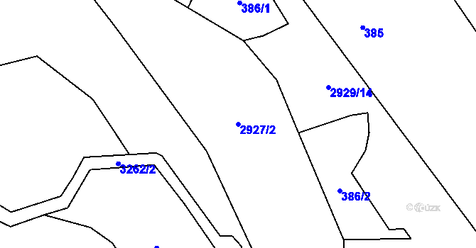 Parcela st. 2927/2 v KÚ Železné Horky, Katastrální mapa
