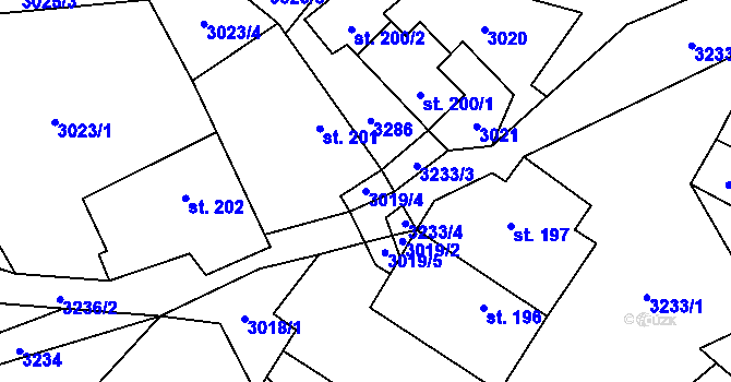 Parcela st. 3019/4 v KÚ Železné Horky, Katastrální mapa