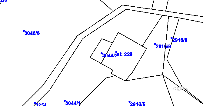 Parcela st. 3044/2 v KÚ Železné Horky, Katastrální mapa