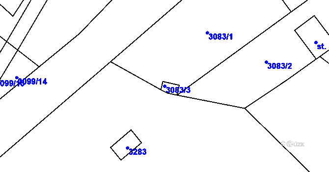 Parcela st. 3083/3 v KÚ Železné Horky, Katastrální mapa