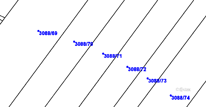 Parcela st. 3088/71 v KÚ Železné Horky, Katastrální mapa