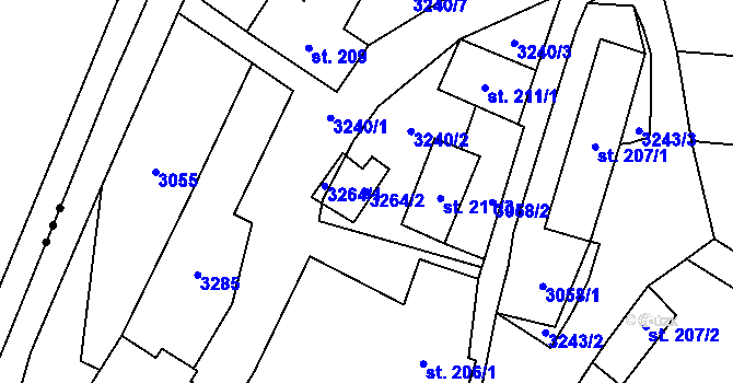 Parcela st. 3264/2 v KÚ Železné Horky, Katastrální mapa