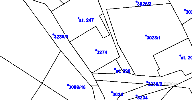 Parcela st. 3274 v KÚ Železné Horky, Katastrální mapa