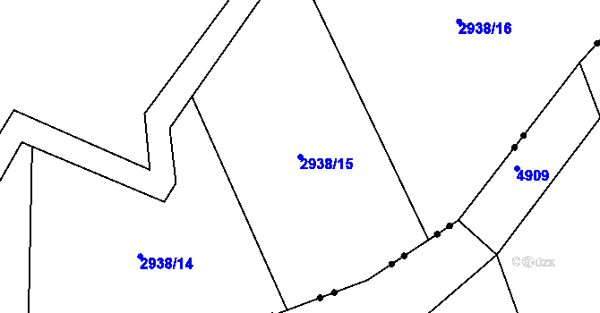 Parcela st. 2938/15 v KÚ Železné Horky, Katastrální mapa