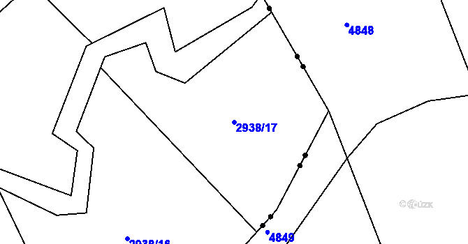 Parcela st. 2938/17 v KÚ Železné Horky, Katastrální mapa