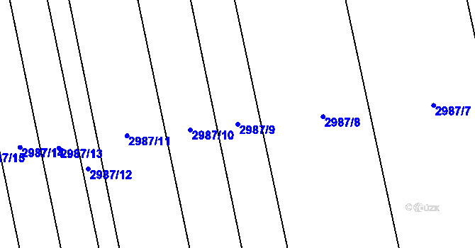 Parcela st. 2987/9 v KÚ Železné Horky, Katastrální mapa
