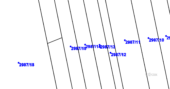 Parcela st. 2987/14 v KÚ Železné Horky, Katastrální mapa