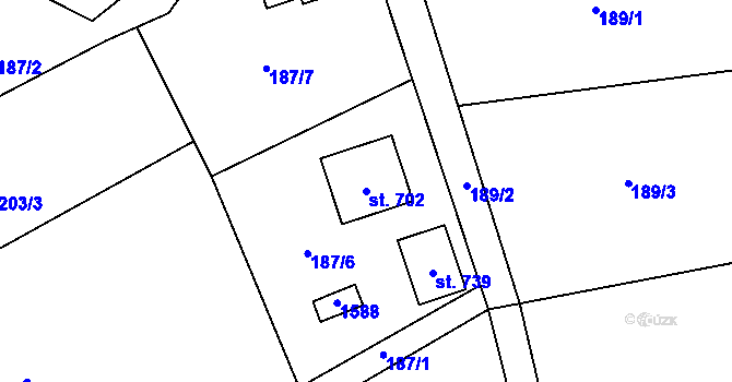 Parcela st. 702 v KÚ Železnice, Katastrální mapa