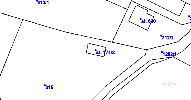 Parcela st. 174/2 v KÚ Železnice, Katastrální mapa