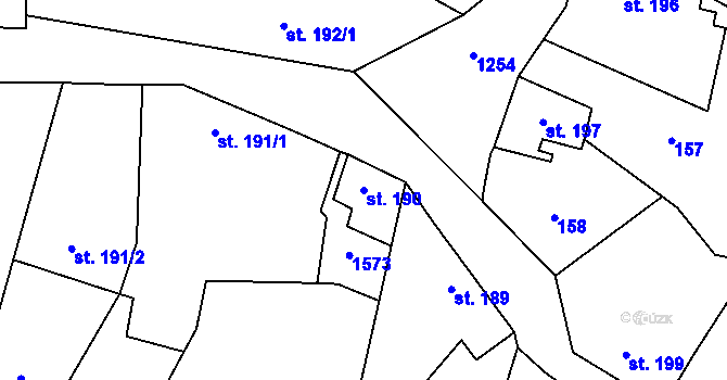 Parcela st. 190 v KÚ Železnice, Katastrální mapa