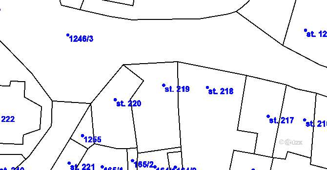 Parcela st. 219 v KÚ Železnice, Katastrální mapa