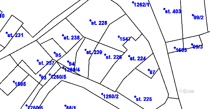 Parcela st. 226 v KÚ Železnice, Katastrální mapa