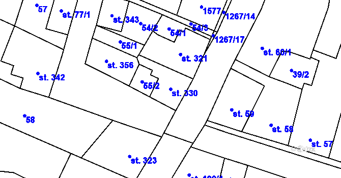 Parcela st. 330 v KÚ Železnice, Katastrální mapa